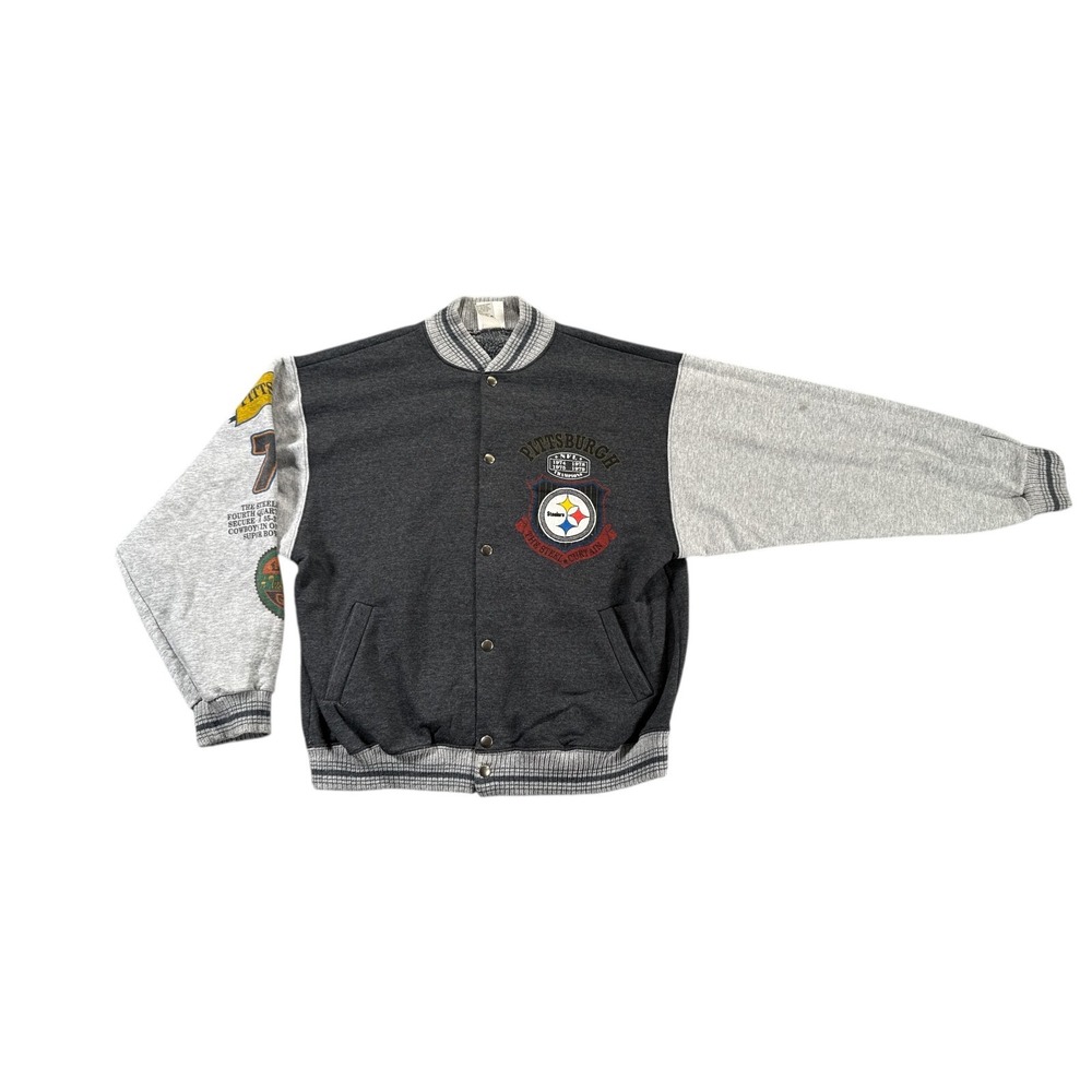 Vintage Pittsburgh Steelers Long Gone Varsity Jacket Mens Large Steel‎ Curtain
